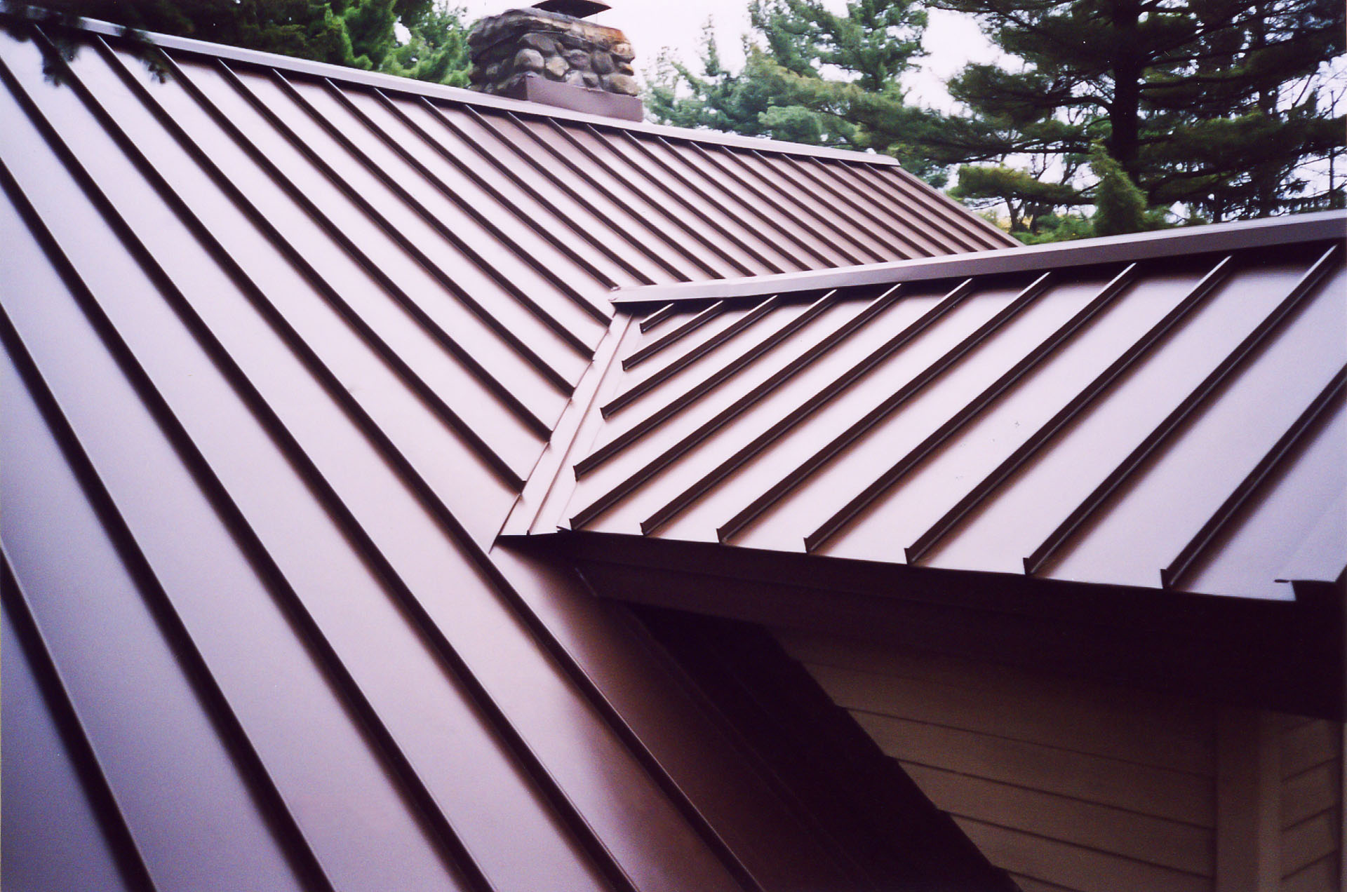 A standing seam metal roof.